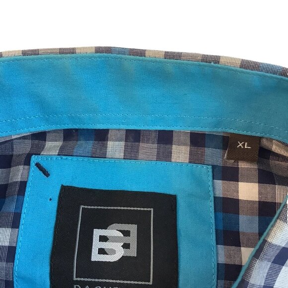 Bachrach Mens Size XL Long Sleeve Button Up Check Blue Shirt 100% Cotton - Picture 8 of 9